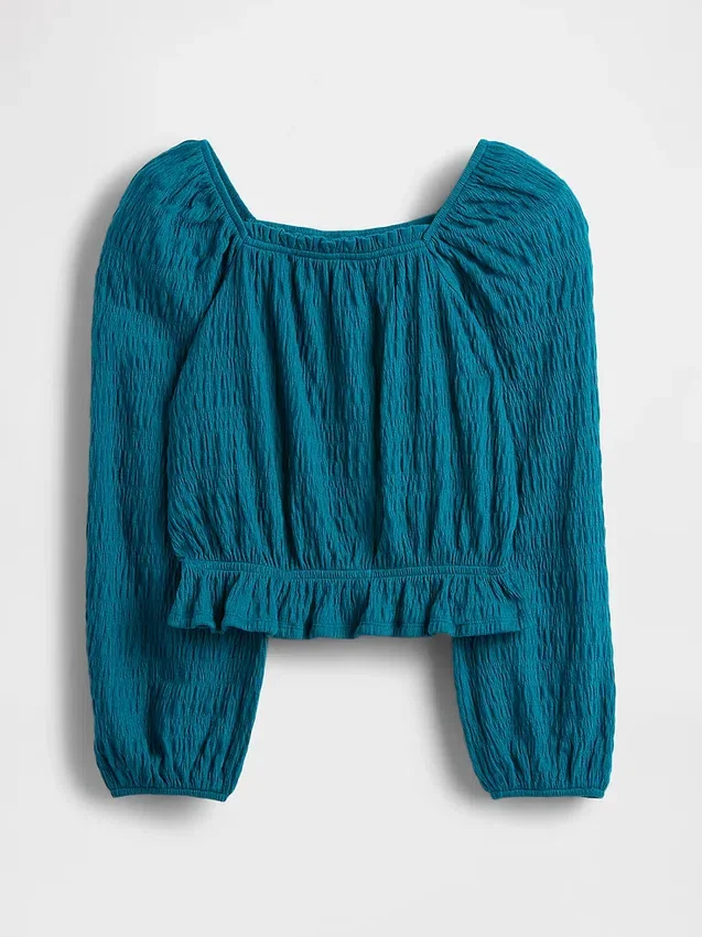 Partes de arriba infantiles con peplum arrugado