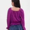 Partes de arriba infantiles con peplum arrugado