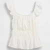Partes de arriba infantiles con peplum, mangas con volantes y fruncido