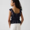 Partes de arriba infantiles con peplum, mangas con volantes y fruncido