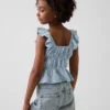 Partes de arriba infantiles con peplum, mangas con volantes y fruncido