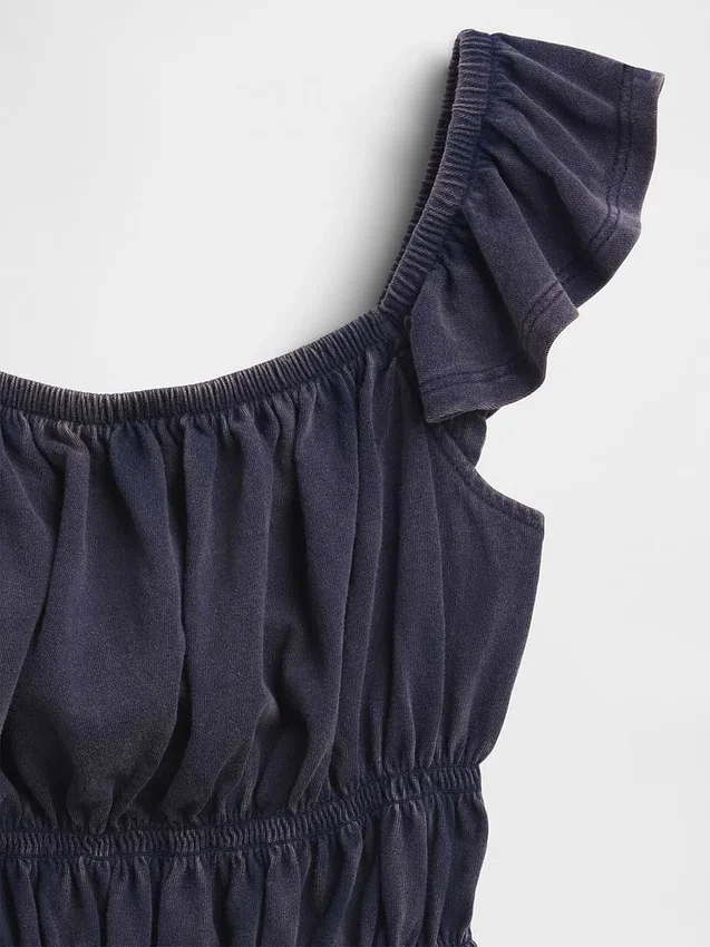 Partes de arriba infantiles con peplum, mangas con volantes y fruncido