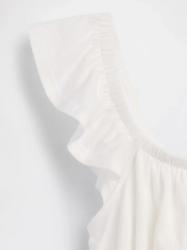 Partes de arriba infantiles con peplum, mangas con volantes y fruncido