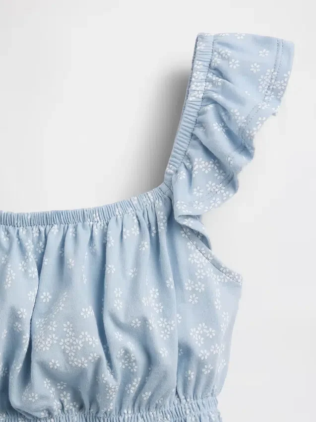 Partes de arriba infantiles con peplum, mangas con volantes y fruncido