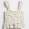 Partes de arriba infantiles de gasa de algodón con peplum fruncido