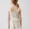 Partes de arriba infantiles de gasa de algodón con peplum fruncido