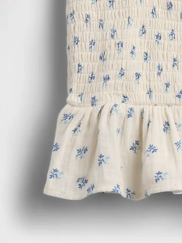 Partes de arriba infantiles de gasa de algodón con peplum fruncido