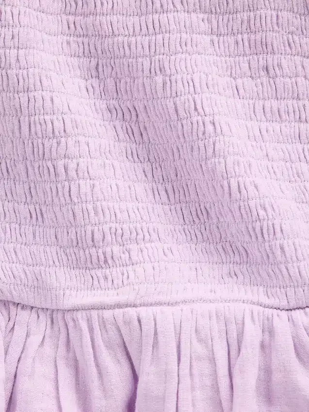 Partes de arriba infantiles de gasa de algodón con peplum fruncido
