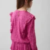 Partes de arriba infantiles de punto arrugado con volantes