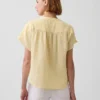 Partes de arriba oversize de gasa de algodón con cuello abierto