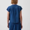 Partes de arriba oversize de gasa de algodón con cuello abierto