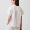 Partes de arriba oversize de gasa de algodón con cuello abierto