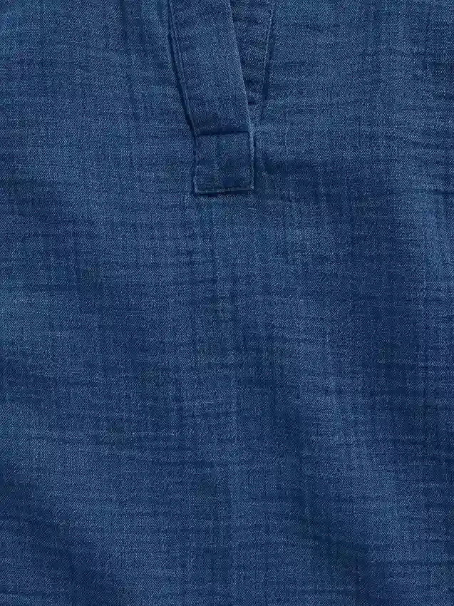 Partes de arriba oversize de gasa de algodón con cuello abierto