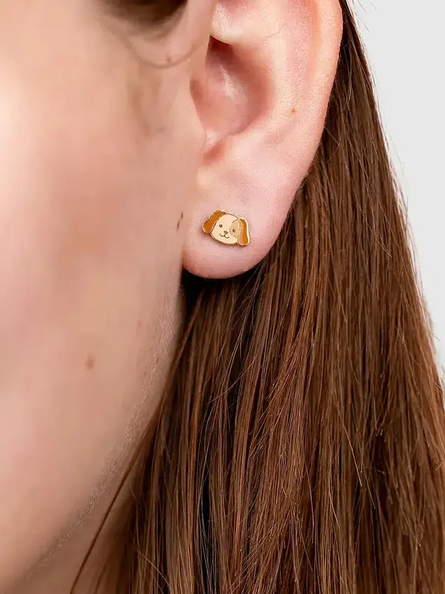 Pendientes de rosca con diseño de perro