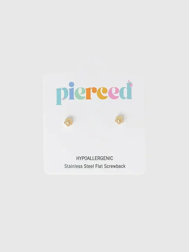 Pendientes de rosca con flor clásica pequeña de Pierced Co