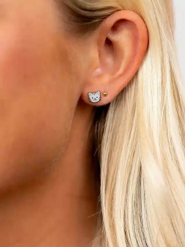 Pendientes de rosca con forma de gato
