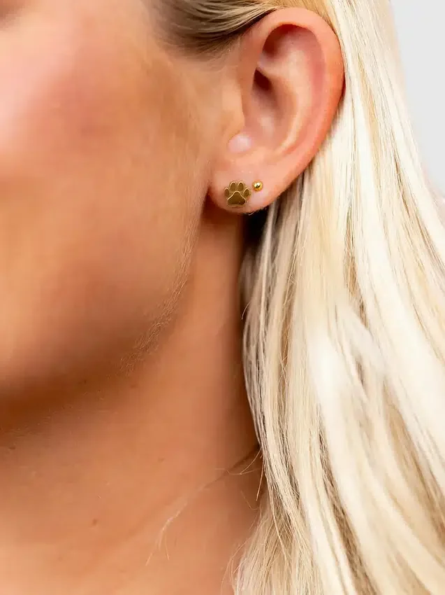 Pendientes de rosca con huella de pata para orejas perforadas