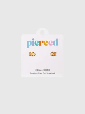 Pendientes de rosca con pez dorado de Pierced Co