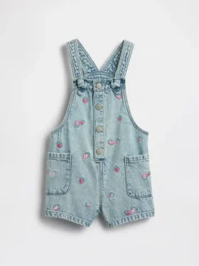 Peto corto de denim bordado para bebés y niños
