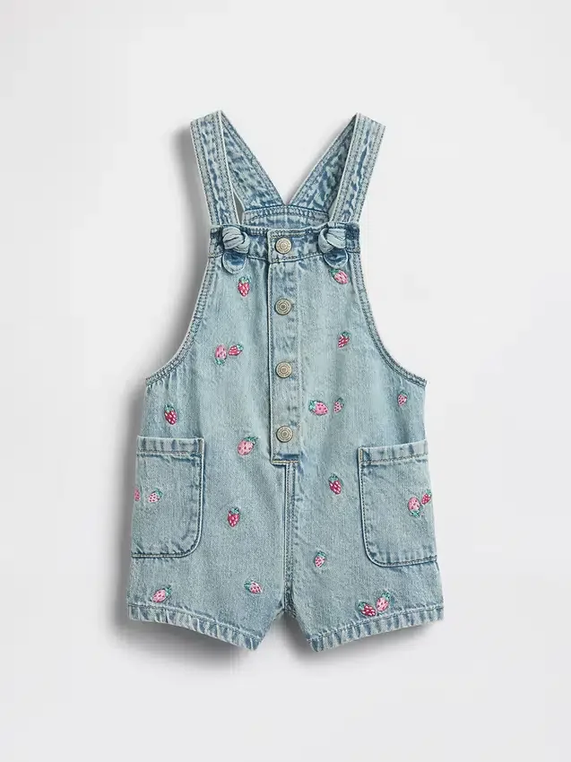 Peto corto de denim bordado para bebés y niños