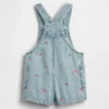 Peto corto de denim bordado para bebés y niños
