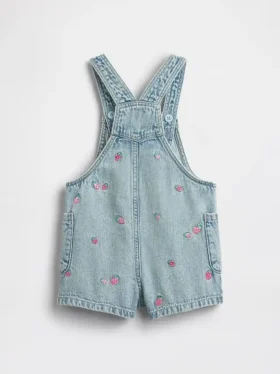Peto corto de denim bordado para bebés y niños
