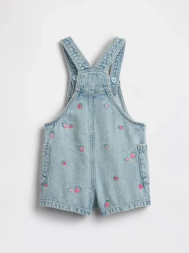 Peto corto de denim bordado para bebés y niños