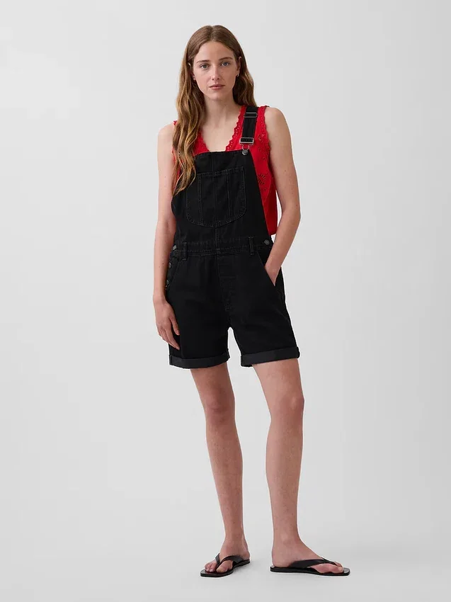 Peto corto de denim holgado