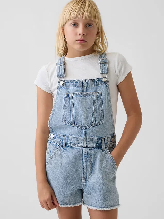Peto corto holgado de denim para niño