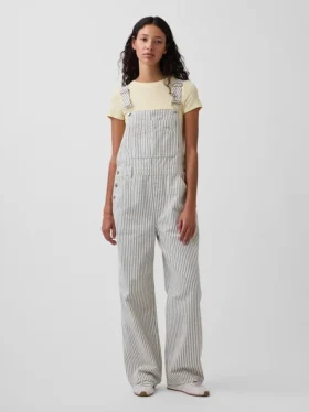 Peto de denim a rayas de corte holgado