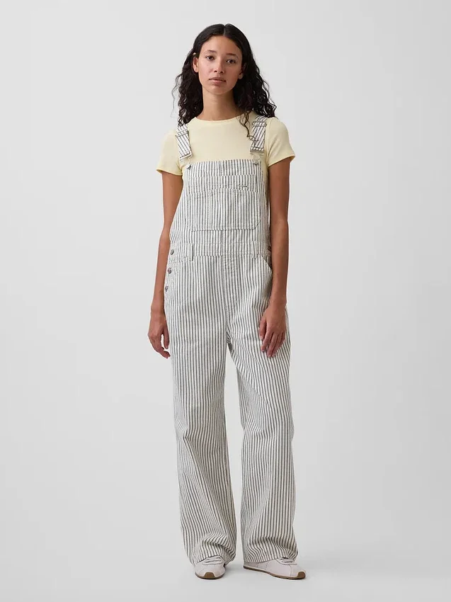 Peto de denim a rayas de corte holgado