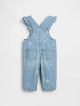 Peto de vaquero con bordado floral para bebé