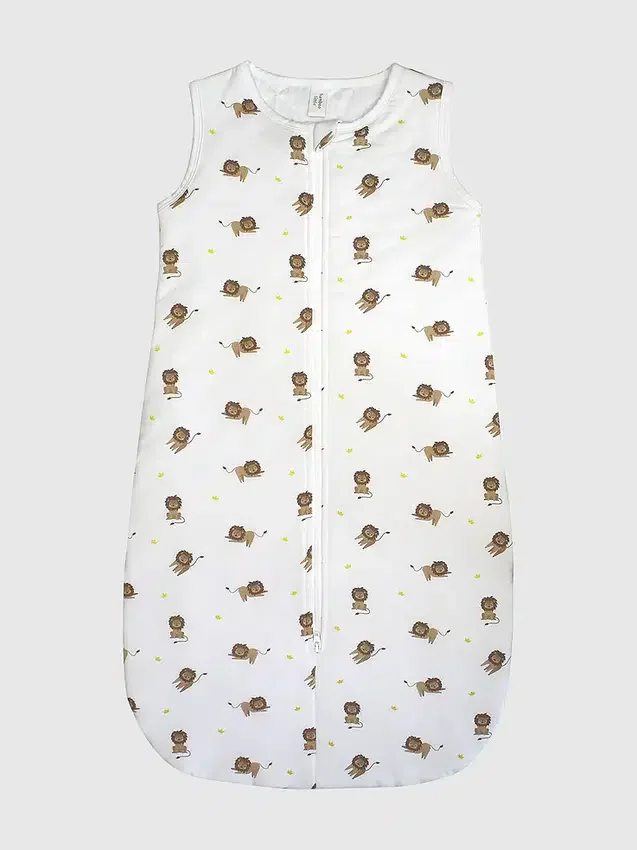Saco de dormir de bambú con estampado de león, de 0 a 12 meses