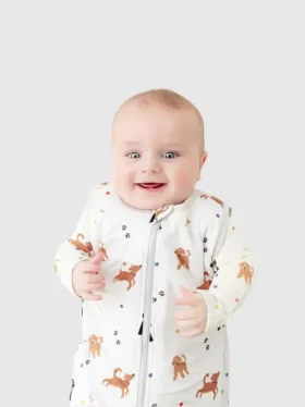 Saco de dormir de bambú «Little Dogs» de 0 a 12 meses