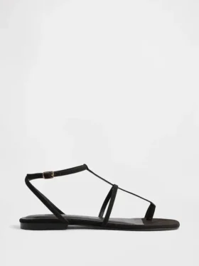 Sandalias con correa en T de ante vegano