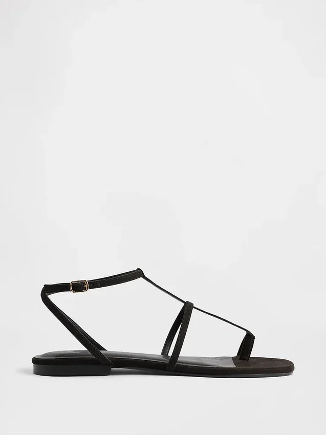 Sandalias con correa en T de ante vegano