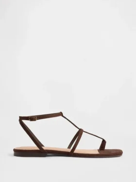 Sandalias con correa en T de ante vegano