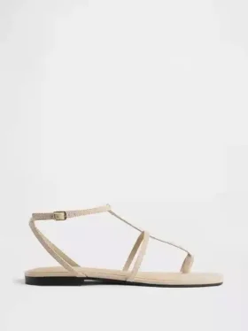 Sandalias con correa en T de ante vegano
