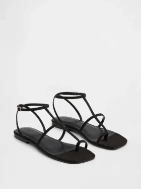 Sandalias con correa en T de ante vegano