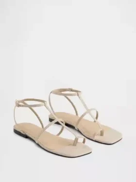 Sandalias con correa en T de ante vegano