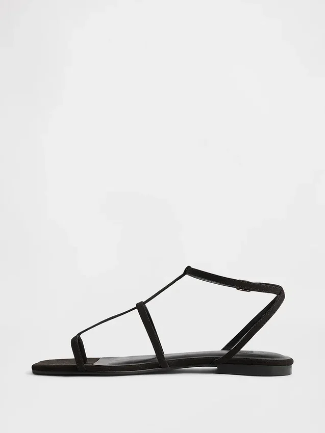 Sandalias con correa en T de ante vegano