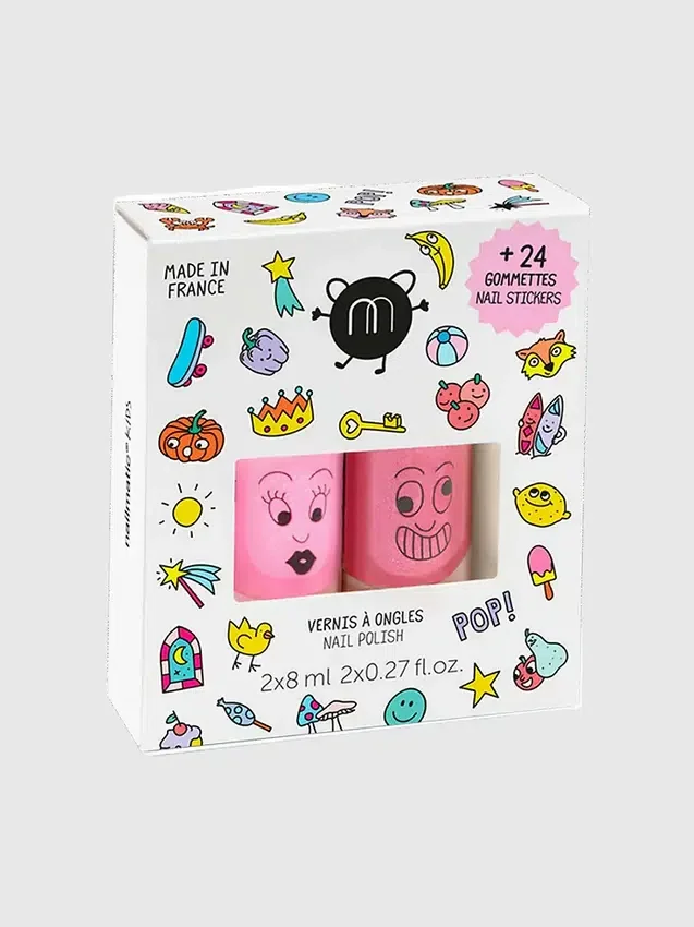 Set «Pop» de esmaltes y pegatinas para uñas de Nailmatic