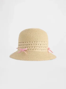 Sombrero de paja con lazo para bebés y niños