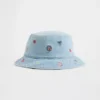 Sombrero de pescador de denim bordado para bebés y niños