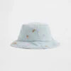 Sombrero de pescador de denim bordado para bebés y niños