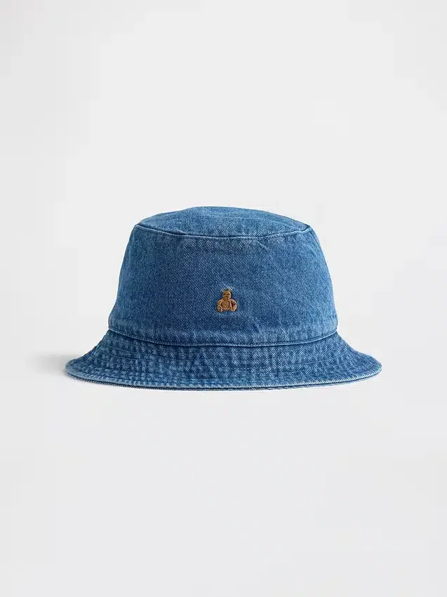 Sombrero de pescador de denim para niños pequeños con el oso Brannan