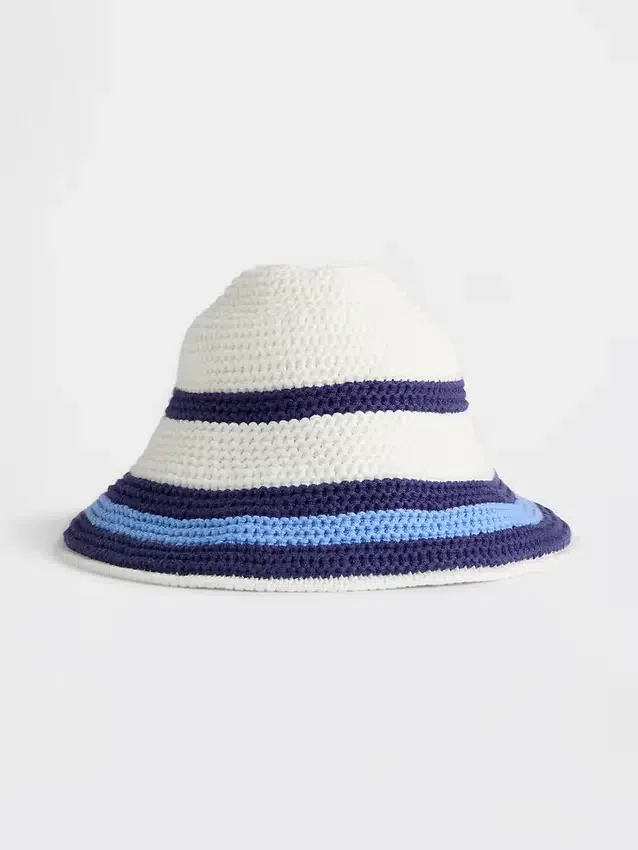 Sombrero de pescador de punto a rayas para bebés y niños