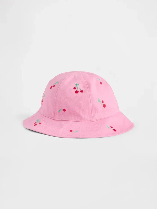 Sombrero de pescador para niños pequeños con estampado de cerezas
