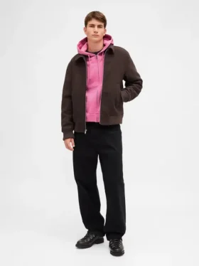 Sudadera con capucha, cremallera completa y corte corto oversize para adulto