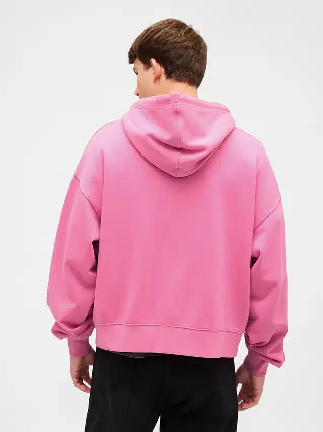 Sudadera con capucha, cremallera completa y corte corto oversize para adulto